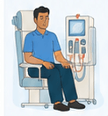 Person receiving dialysis