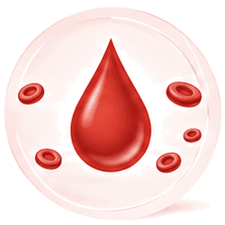 Blood drop with red blood cells
