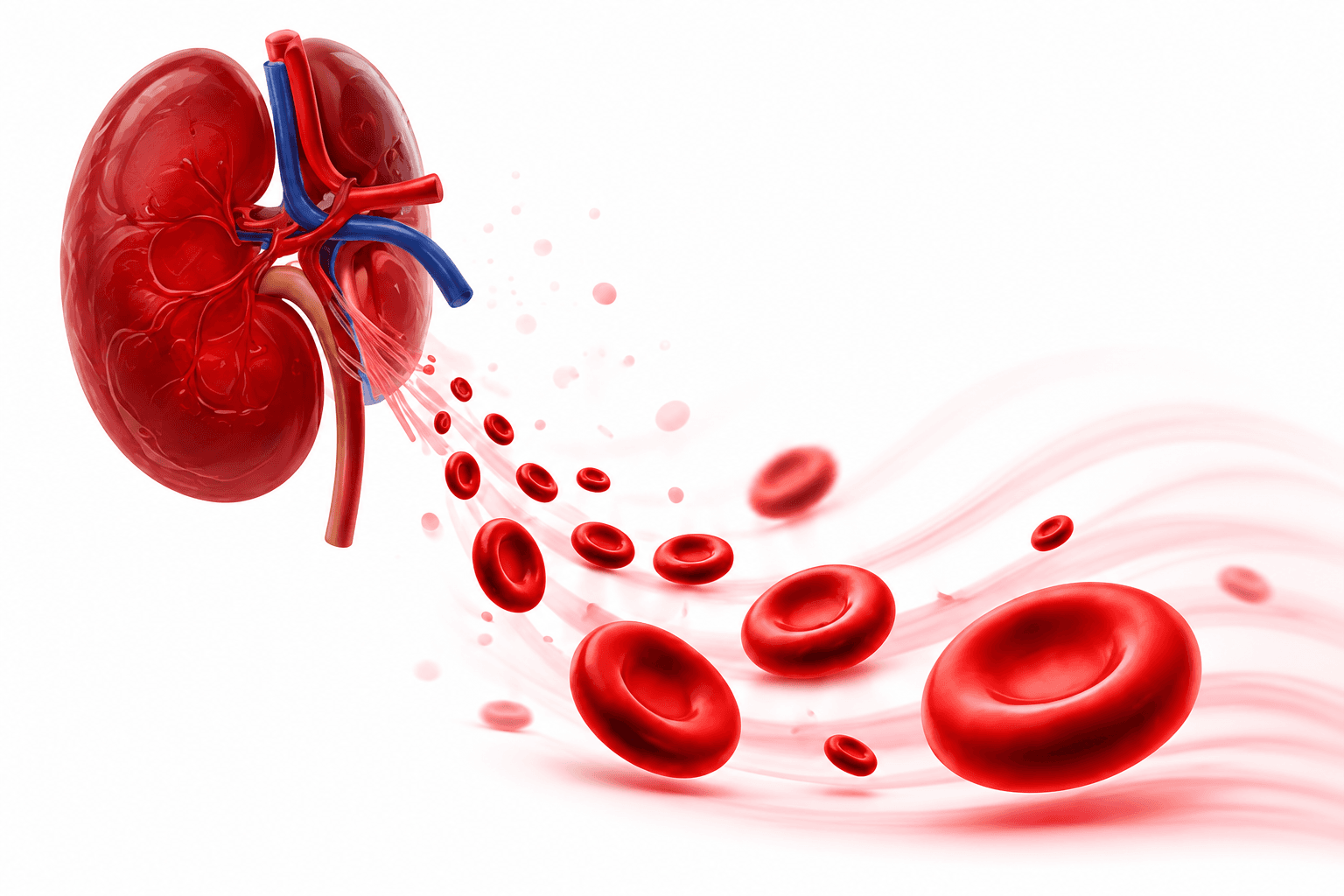 Kidney releasing red blood cells into the bloodstream