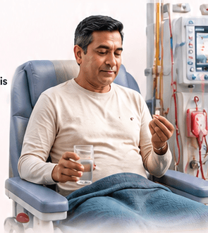 Adult patient receiving dialysis and taking an oral medicine