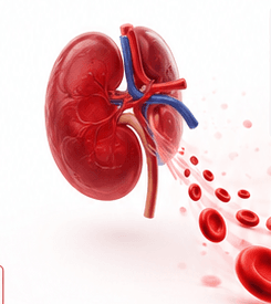 Kidney and red blood cells illustrating the oxygen-sensing pathway