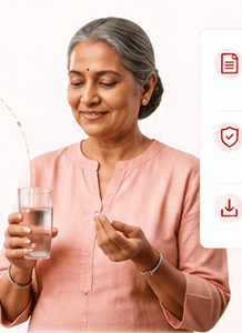 Adult patient taking an oral medicine with water