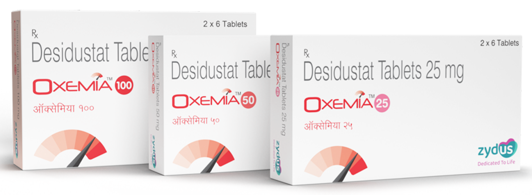 Oxemia Desidustat tablet packs in 100, 50 and 25 milligram strengths